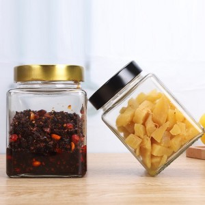 New Arrival Empty Square Glass Jars for Spice Jam