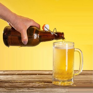 16-Ounce UV-Protection Brewing Bottle Amber Glass Swing Top Beer Bottles with Flip-Top Airtight Lid