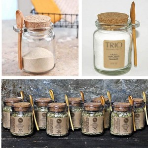 9oz 270ML Glass Jar for Spice Sugar Salt Honey Bottle with Cork & Spoon