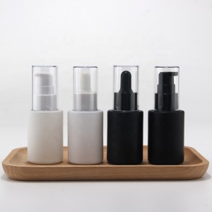 Matte Black White 30ML 1OZ Glass Pump Bottle for Lotion Cream Cosmetic