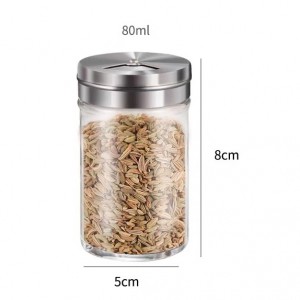 Glass Spice Jar Shaker for Salt Powder Sugar Cinnamon Pepper with Stainless Steel Pour Holes