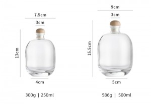 250ML 500ML Glass Bottle for Juice Drinking Wine Beverage with Cork Stopper