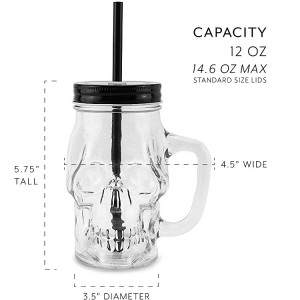 Skull Mason Jar Mugs 12oz Glasses with Reusable Straws for Beer Vodka Wine Juice