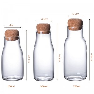 Milk Bottle Glass Bottle Cork Stoppers Glass Bottles Milk Bottles Heat-resistant Milk Juice Bottle Transparent Storage Tank Sealed Tea Can Coffee Storage Tank