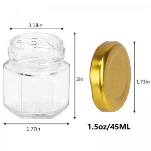 1.5 oz Glass Hexagon Jars Small Glass Jars for Wedding Party Favors, Spice, Herbs, Jam, Honey