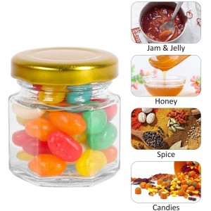 1.5 oz Glass Hexagon Jars Small Glass Jars for Wedding Party Favors, Spice, Herbs, Jam, Honey