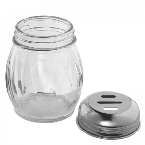 Glass Cheese Pepper Spice Shaker with Perforated Stainless Steel Lid