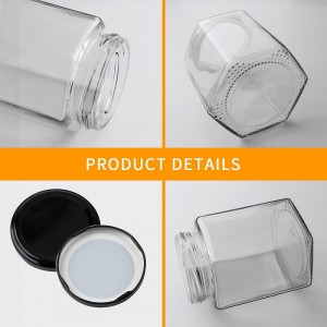 Hexagon Glass Canning Jars with Tin Lids for Honey Jam Pickles Sauce Baby Foods Spice