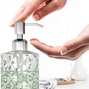 350ML Clear Glass Bottles with Stainless Steel Pumps for Lotion and Soap Dispensers
