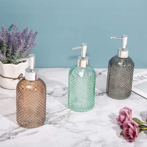 15oz Glass Round Refillable Hand Sanitizer Liquid Soap Dispenser Bottles