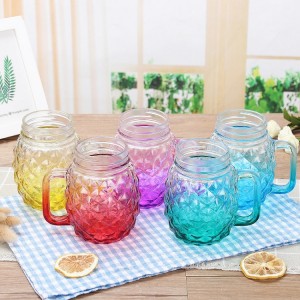 16 oz Colorful Pineapple-Shaped Mason Jar Mug Glasses with Straws and Lids