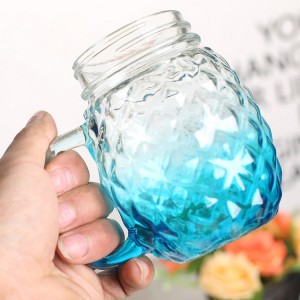 16 oz Colorful Pineapple-Shaped Mason Jar Mug Glasses with Straws and Lids