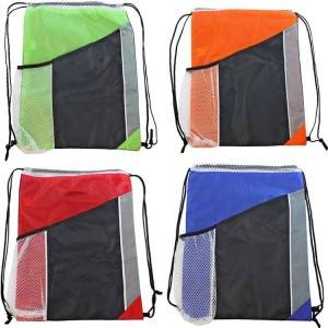 BSCI factory Promotion Draw string Sport Bags, Tri-color Drawstring Sport Pack
