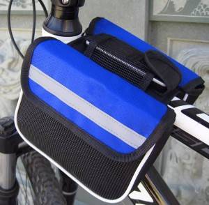 Bike pannier cell phone holder