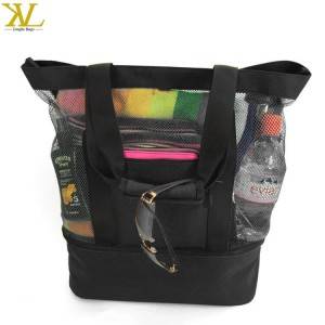 Custom Fashion Mesh Beach Bag Insulated Picnic Cooler Bag