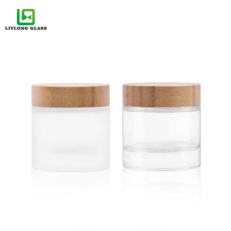 100ml cosmetic jar glass with bamboo lid Featured Image