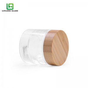 100ml cosmetic jar glass with bamboo lid