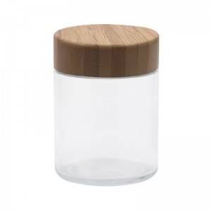 180ml child resistant glass jar with bamboo lid / 6oz cannabis packaging