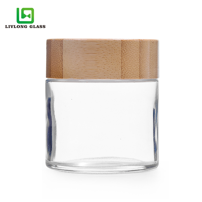 4oz marijuana glass jar 120ml with wood child resistant lid Featured Image