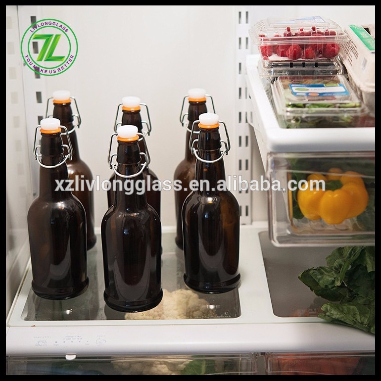 16 oz Glass Grolsch-Style Beer Brewing Fermenting Bottles With Swing Top Caps