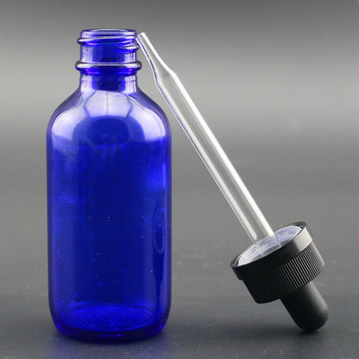 hot sale 60ml blue Boston glass smoke bottle essential oil bottle  child safety  plastic dropper Featured Image