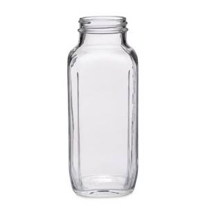 16oz french square bottle with lid for juice beverage