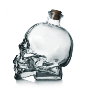 glass skull bottle for vodka whiskey