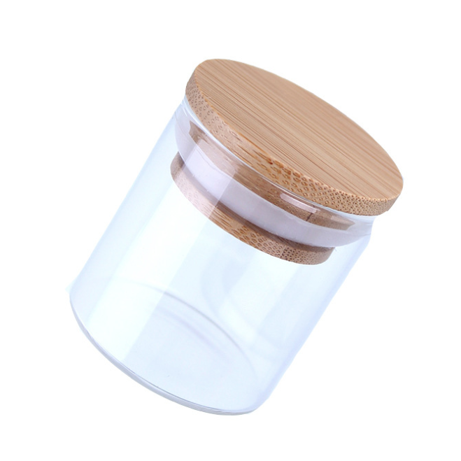 borosilicate storage jar with bamboo lid