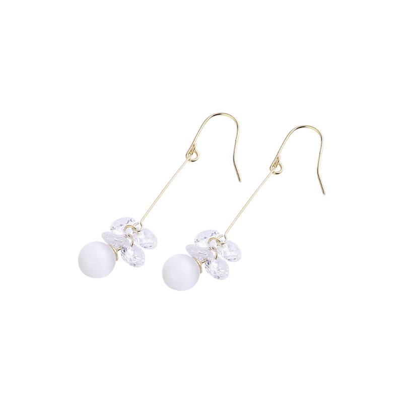 Korea New Style 925 Sterling Silver Earring for Women Simple Fashion Chic Opals Wire Drop Earring Jewelry