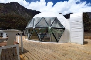 Tienda domo geodésica impermeable transparente de 6M de diámetro para acampar