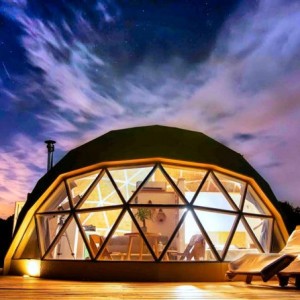 Sesuaikan Khemah Luar Kayu Glamping Dome Khemah