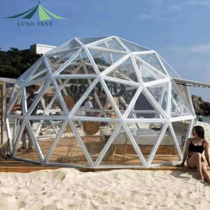Transparent  Glamping Glass Geodesic Dome Tent For Restaurant Hotel