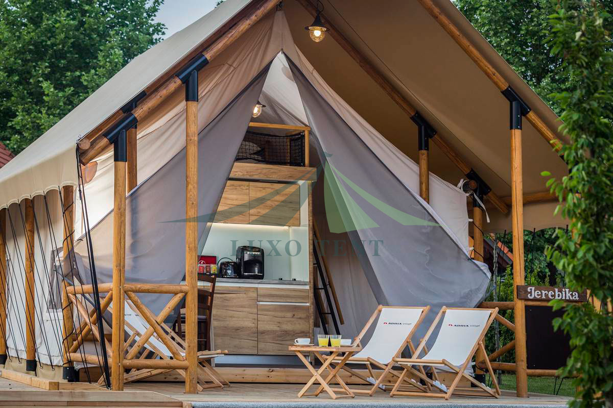 Hot sale Hexagonal Folding Gazebo - Factory glamping tent house for custom size luxury camping tent NO.012 – Aixiang