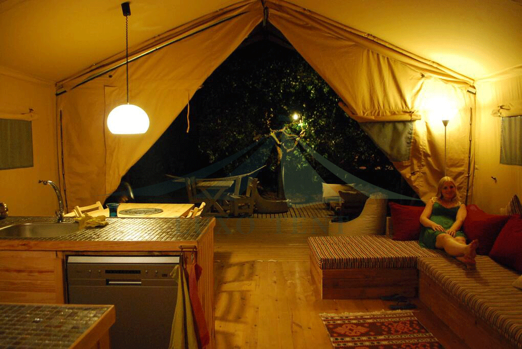 Wholesale Dome Tent - High quality camping hotel tent luxury safari design tent of glamping NO.011 – Aixiang detail pictures