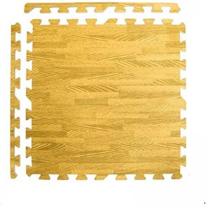 Eva Foam Interlocking Tiles Protective Flooring Mat with Borders – Dark Wood Grain/ Light Wood Grain