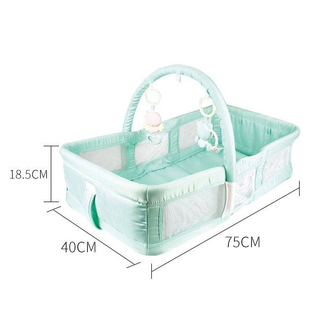 Portable Baby Bed with Rattle Folding Basket Toys for Kids