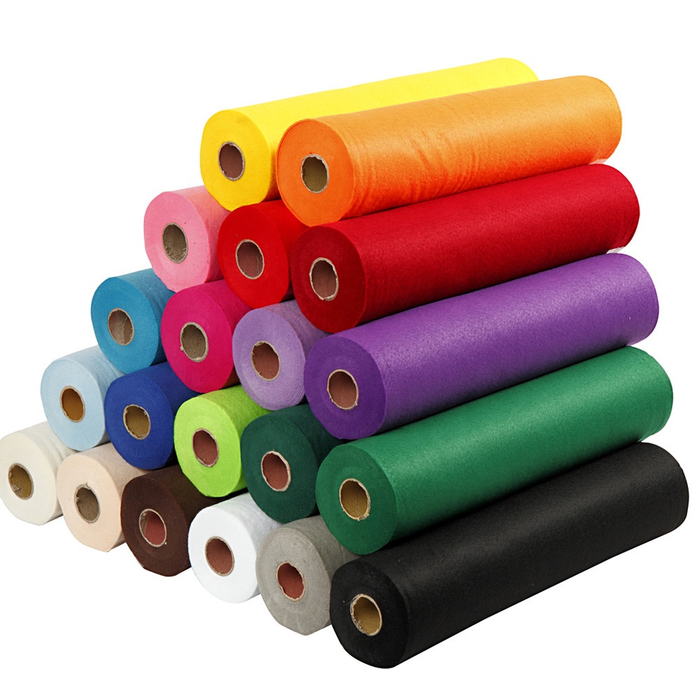 Colored Polyester Felt in Rolls / PET Punched Felt Non Woven Fabric Shoes Bag Nonwoven 100% Polyester