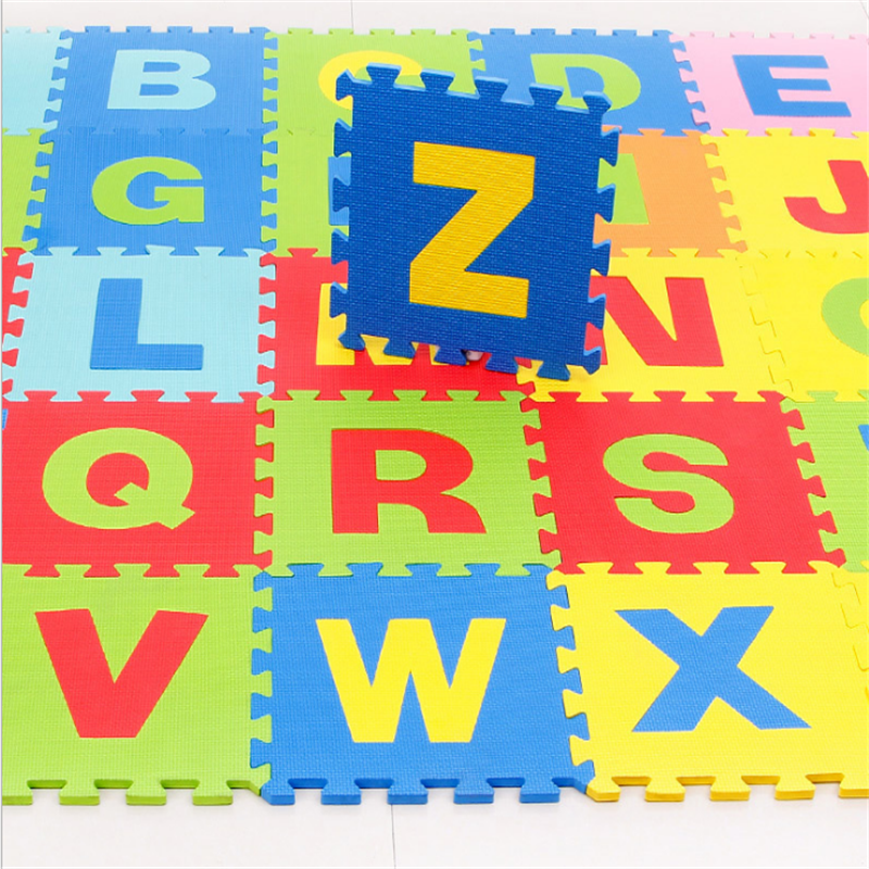 Eva Kids Foam Play Alphabet ABC Plus Numbers Puzzle Mat Plus 24 Border Edges Includes Reusable Carrying Bag with Handle,