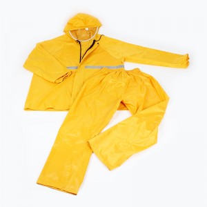 Orange Rain Suit na may Hood
