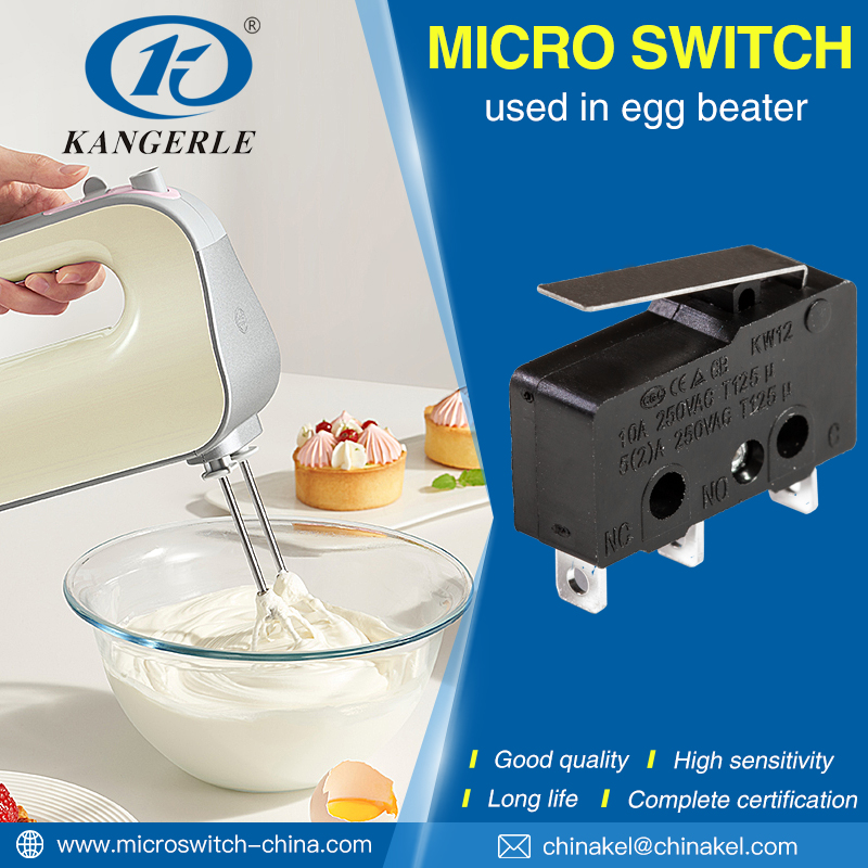How is the microswitch used in the electric egg beater?
