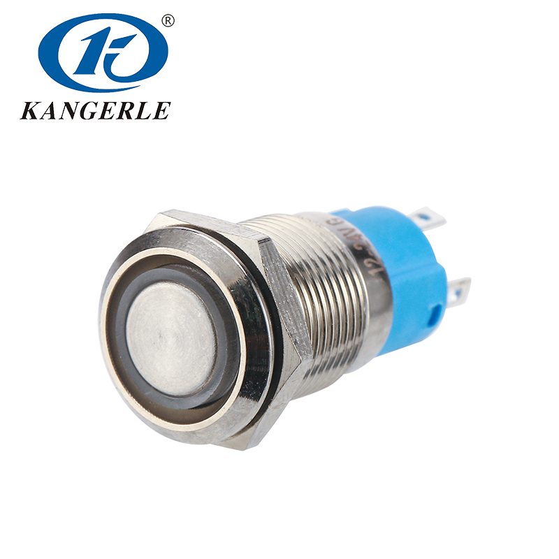 12C latching metal push button switch 12mm flat head with circle LED Featured Image