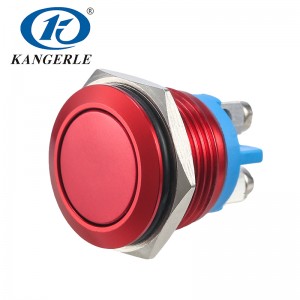 16A Red metal push button switch 16mm flat head without LED