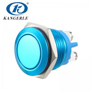 16A Blue metal push button switch 16mm flat head without LED
