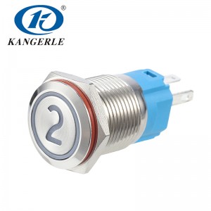 16C Metal push button switch 16mm flat head with circle LED 2
