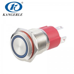 16E Metal push button switch 16mm flat head with circle LED