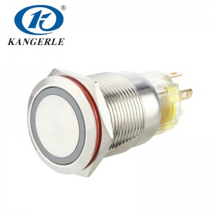 19B Momentary metal push button switch 19mm flat head with circle LED