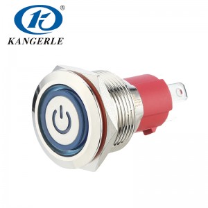 19E Momentary metal push button switch 19mm flat head with power circle LED