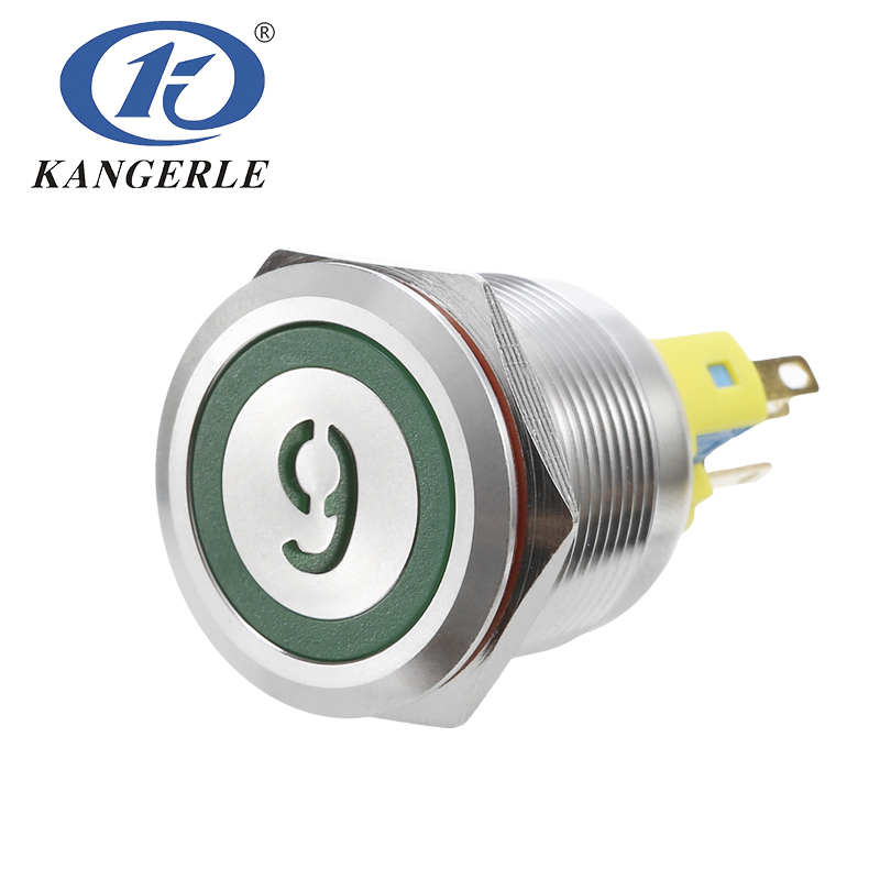 22A Momentary metal push button switch 22mm flat head with circle LED 9