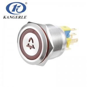 22A Momentary metal push button switch 22mm flat head with circle doorbell LED
