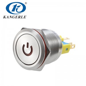 22A Momentary metal push button switch 22mm flat head with power LED